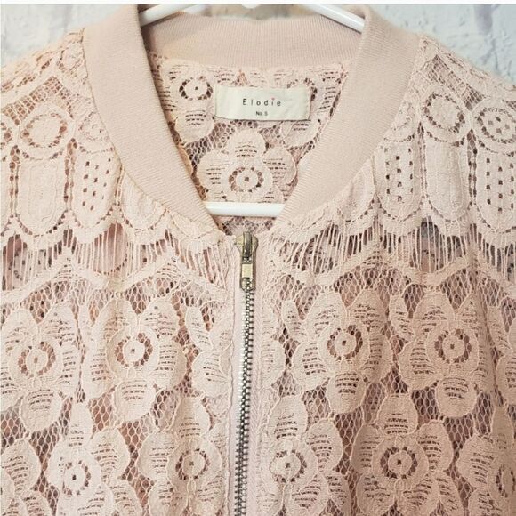 ELODIE Lace Full-zip Blush Pink Jacket - Picture 4 of 9
